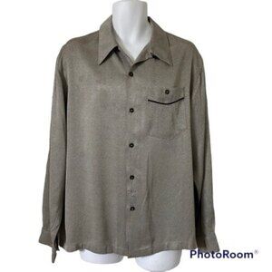 Vintage 1970s Diablo Saturday Night Fever Men's Polyester Disco Shirt L Gray